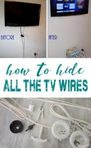 Before-and-after of cable management for a TV area. Hide all TV cables. Say bye bye to them with this amazing small living room ideas with TV 